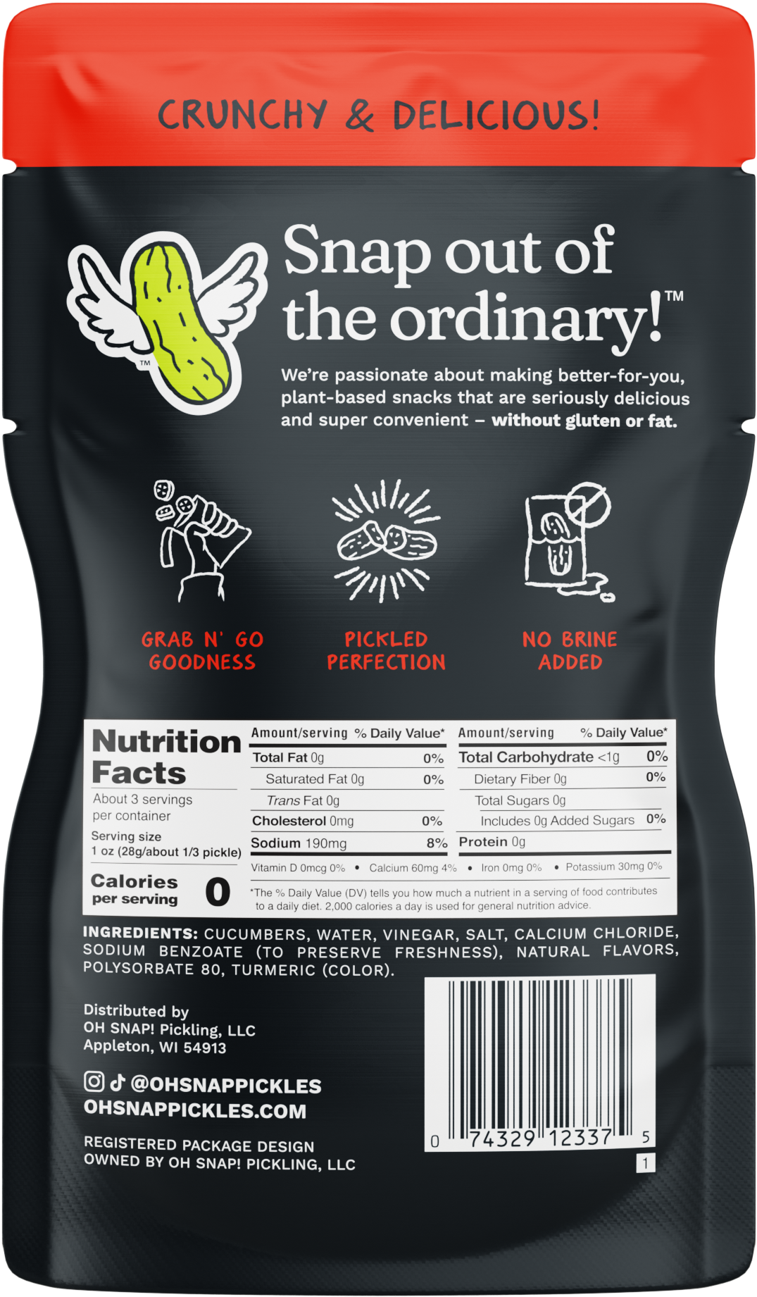 OH SNAP! Hottie Whole Pickle - 12 Pack